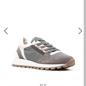Brunello Cucinelli Charcoal and Cream Sneakers